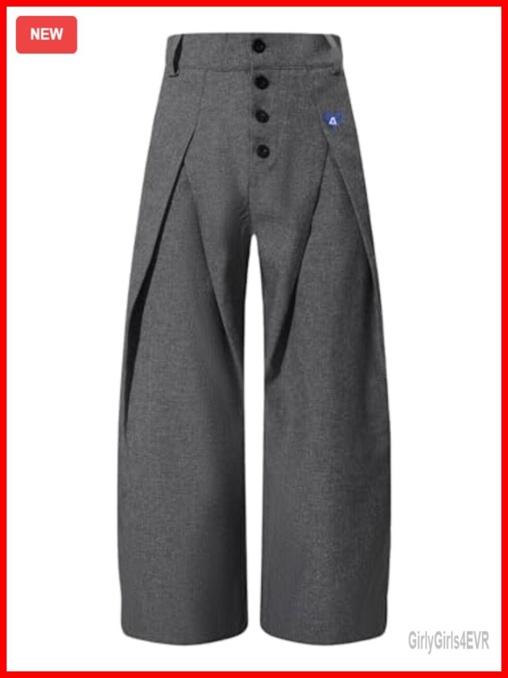 Wide Leg Dress Pants Baggy Pleated Trousers High Waisted Button Front Streetwear